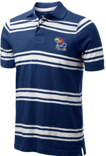 Kansas Jayhawks Blue Avid Slub Knit Polo Shirt