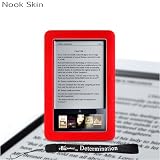 Barnes & Noble Nook E-Reader Kroo Case Protective Durable Silicone Skin (RED) + Includes a 4-Inch eBigvalue Determination Hand Strap