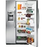 GE GSHS5MGXSS 25.4 cu. ft. Side by Side Refrigerator with 3 Glass Shelves, Clear Gallon Door Storage, 2-Stack Drawer System, Turbo Cool Setting and External Ice/Water Dispenser: Stainless Steel