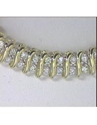 14K Yellow Gold Diamond Necklace With 18 Inch Rope Chain
