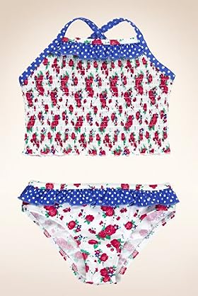 Square Neck Floral & Spot Frill Bikini