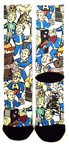 Fallout Vault Boy Collage 360 Sublimated All Over Print Crew Socks OS