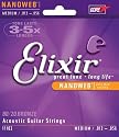 Elixir Strings Acoustic Guitar Strings, 6-String, Medium NANOWEB Coating