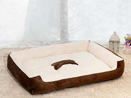 Kommii High Quality Rectangle Pet Bed with Bone Printing (90*70*15, brown)