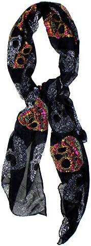 Black Multi Skull Design Scarf Day of the Dead