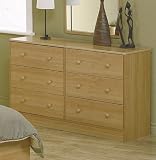 Coaster Six Drawer Dresser in Oak