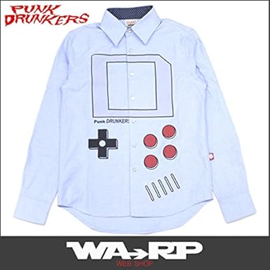 PUNK DRUNKERS パンクドランカーズ ゲーム少年シャツ(LT.BLUE) (XL)