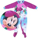 Minnie Mouse Dark Pink Snowman Footed Sleeper Pajamas for Infant and Toddler Girls