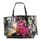 Black Ed Hardy Rosalind Large Flowered Tote Bag