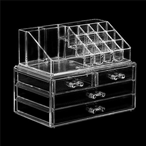Acrylic Makeup Train Cases Jewelry and Cosmetic Storage Display Boxes with Two Large Box for Christmas Gift +Free Makeup Box(shipments From US)1115031155