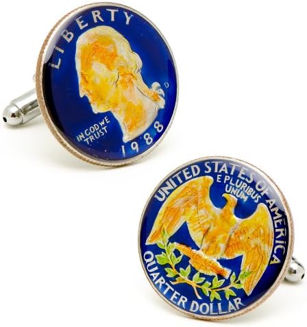 Hand-Painted Blue USA Quarter Cufflinks