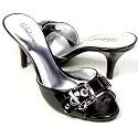 BNK Low Heel Open Toe Sandals Black Patent