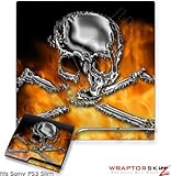 Sony PS3 Slim Skin - Chrome Skull on Fire