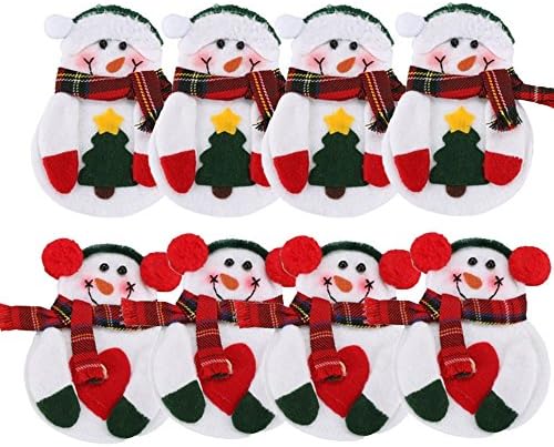 BiliLife Santa Snowman Silverware Holder Pocket Holiday Party Christmas Home Decoration 8 Pcs
