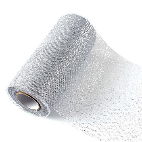 OurWarm Silver Glitter Tulle Roll 6