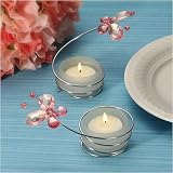 Pink Crystal Butterfly Candle Holders (Set of 18) - Baby Shower Gifts & Wedding Favors