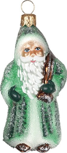 Ino Schaller Blown Glass Mini Green Glistening Santa Ornament by Joy To The World Collectibles Ino Schaller Blown Glass Mini Green Glistening Santa Ornament by Joy To The World Collectibles