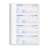 Adams Money and Rent Receipt Book, 2-Part Carbonless, 2.75 x 7.13 Inch Detached, Spiral Bound, 200 Sets per Book (SC1182)
