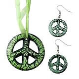 Pugster Green Circle Pattern Pendant Earring Set For Women
