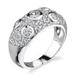 Sparkling wonder: Sterling Silver Rhodium Finish Designer Inspired Size 8 Eternity Ring with Bezel Set Cubic Zirconia