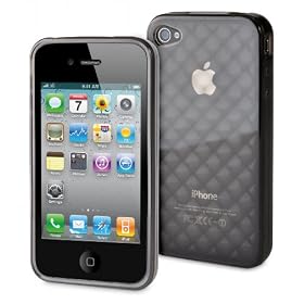 muvit - miniGEL Flexy Diamonds - Etui avec formes Diamants 3D � l'arri�re pour iPhone 4 - Gris fonc�