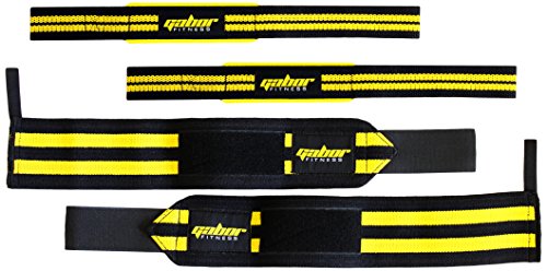 Gabor Fitness Heavy Duty Weightlifting Wrist Wraps and Straps Combo Package