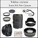 Tokina 100mm f/2.8 AT-X M100 AF Pro D Macro Autofocus Lens Kit for Canon EOS. Package Includes: Tokina 100mm Lens, 0.45x Wide Angle Lens, 2x Telephoto Lens, Lens Cap, Lens Hood, Lens Cap Keeper, 3 Piece Filter Kit (UV-FLD-CPL) and SSE Microfiber Cleaning Cloth