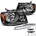 Spec-D Tuning Jdm Black Headlights + Front Leds/Bumper Fog Light for 2004-2008 Ford F150 Left + Right Pair