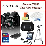 Fujifilm FinePix S4000 14 MP Digital Camera with Fujinon 30x Super Wide Angle Optical Zoom Lens and 3-Inch LCD With SSE 16GB Pro Package