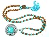 Buddha Praying Beads- Turquoise Blue Rudraksha Meditation Mala Prayer Beads Necklace 108+1