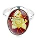 Certified Genuine Baltic Amber and Sterling Silver Cameo Ring