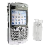 Blackberry 8300 Curve PDA Accessory Bundle Kit - Clear Snap On Crystal Cover Case W/ Belt Clip + Premium Reusable Screen Protector with Lint Cleaning Cloth By Ikross