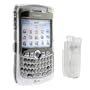 Blackberry 8300 Curve PDA Accessory Bundle Kit - Clear Snap On Crystal Cover Case W/ Belt Clip + Premium Reusable Screen Protector with Lint Cleaning Cloth By Ikross