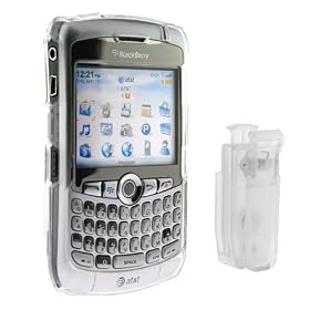 Blackberry 8300 Curve PDA Accessory Bundle Kit - Clear Snap On Crystal Cover Case W/ Belt Clip + Premium Reusable Screen Protector with Lint Cleaning Cloth By Ikross