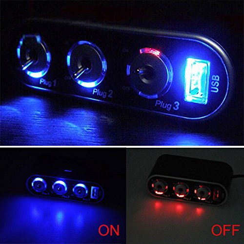 Pesp® 3 way car cigarette lighter socket splitter with…