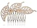 Golden Genuine Crystal Rhinestone Leaf Trio Fashion Jewelry Hair Clip Comb