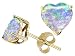3.00 cts 14K Yellow Gold Plated 925 Sterling Silver Heart Shaped Created Opal Earring Studs
