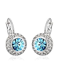 Honeystore Girls Austria Crystal White Gold Plated Hoop Earrings Color Blue