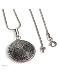 Silver filigree pendant necklace, Moon Shadow - Handmade Sterling Silver Pendant Necklace