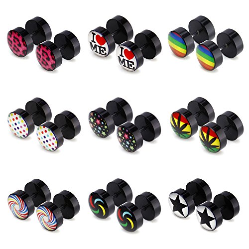 Charisma Acrylic Screw Back Dumbbell Fake Cheaters Faux Illusion Plugs Tunnel Stud Earring Set