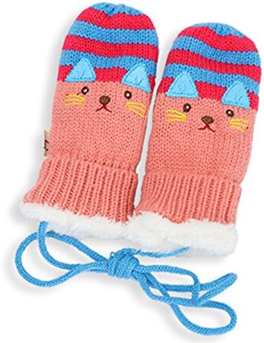 Pumud Cute Cartoon Knit Unisex Baby Kid Keeping Warm Gloves (Pink)