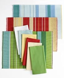 Martha Stewart Collection "Canopy Stripe" Placemat Collection Bonsai / Green -Set of 4