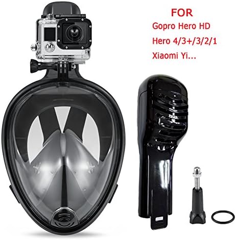 Snorkeling Mask,Seaview 180 Degree Scuba Diving Full Face Free Breath Design Breath Ventilation Concept Anti-Leak Anti-Fog Swimming Mask For Gopro Hero 4/3+/3/2/1 SJ4000SJ5000Action Camera-L/XL