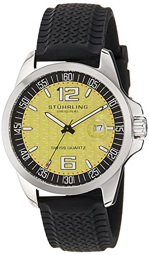 Stuhrling Original Men's 219.331622 Symphony Eternity Monterey Watch with Black Tire-Print Rubber Strap