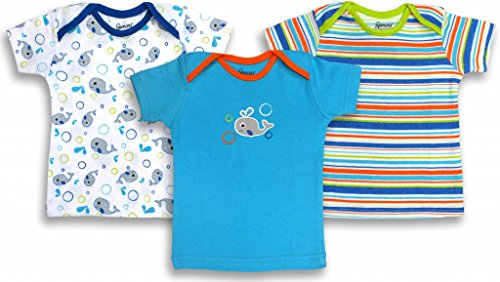 Spencer's Boys Variety 3 Pack Lap Shoulder Shirts- Whales- 18M