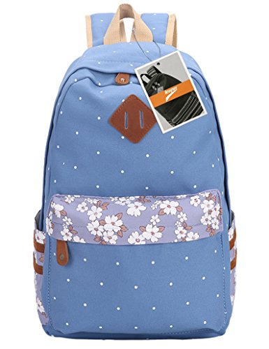 Leaper Casual Style Canvas Laptop Backpack/ School Bag/ Travel Daypack/ Handbag with Laptop Lining (FP-Light Blue)