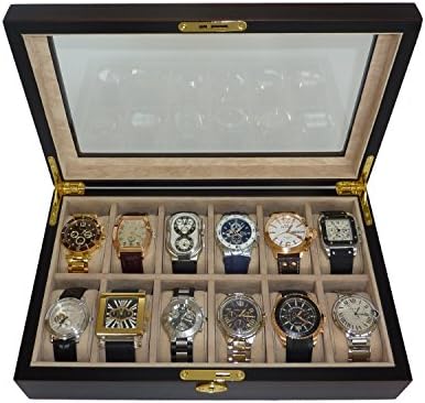 Sodynee® Elegant Wood 12-compartment Display Case Box with Lock and Key 01