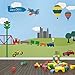 My Wonderful Walls Wall Stencils for Boys Room Transportation Theme, Trains- Airplanes-Cars Room