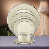 Lenox Ivory Frost Platinum Banded Covered Vegetable Bowl