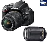 D5100 + objetivo AF-S VR DX 18-55 mm + objetivo AF-S VR DX 55-200 mm + Batería de Ion de litio EN-EL14 + Funda Réflex + Tarjeta de memoria SDHC 16 GB Class 10
